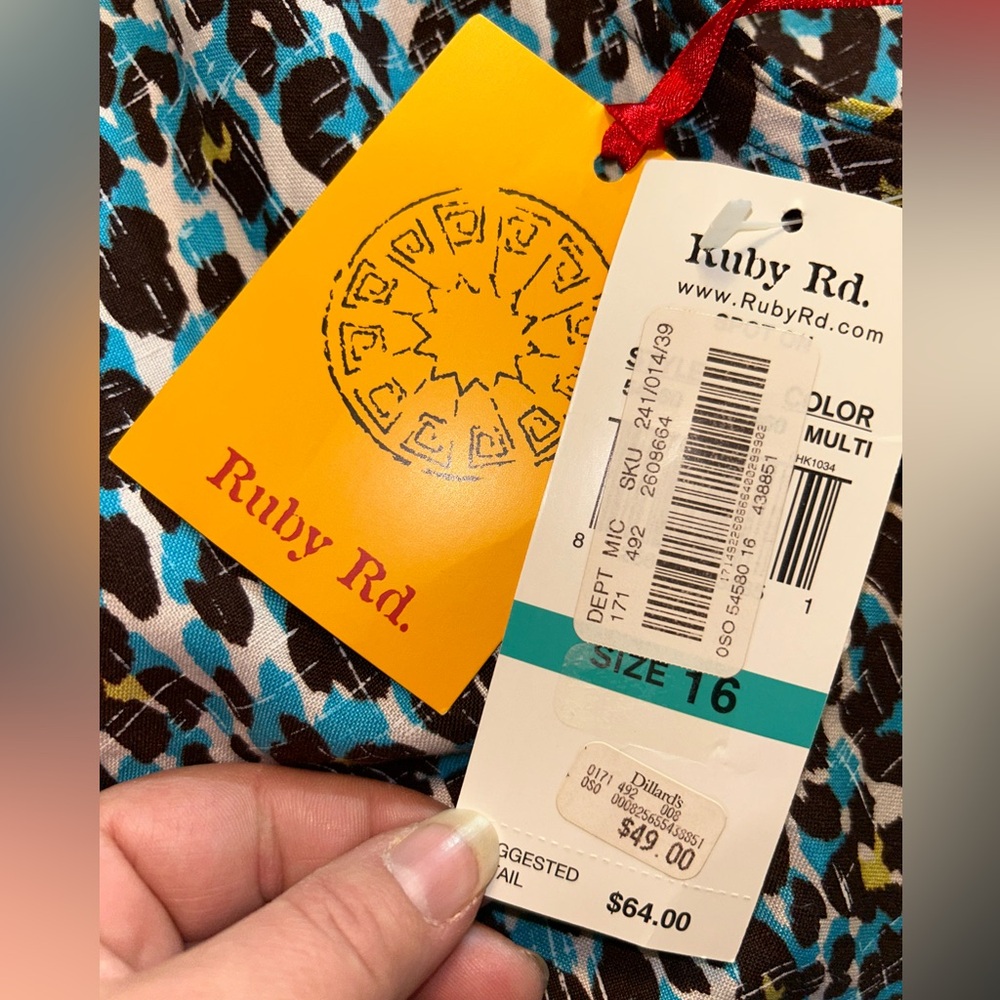 💙🤎♦️NWT Ruby Rd. Animal Print Dress🤎💙 - Picture 6 of 12